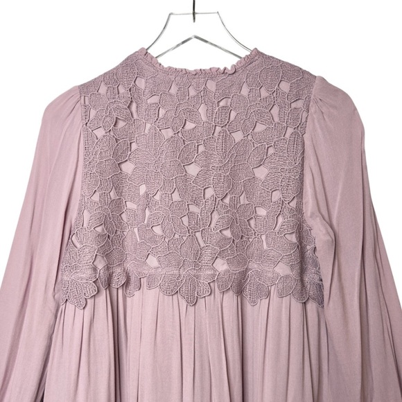 Anthropologie Lilac Embroidered Lace Tunic Women’s Ethereal Bohemian Dress Sz S - Picture 11 of 13